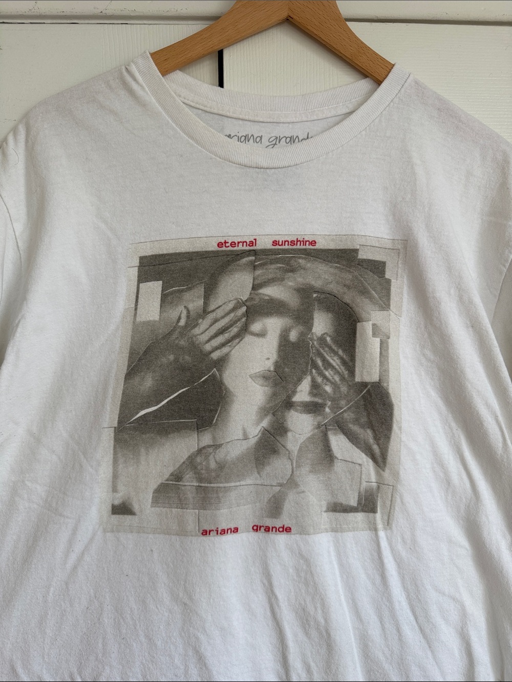 Ariana Grande White Tee with Red Accent Text